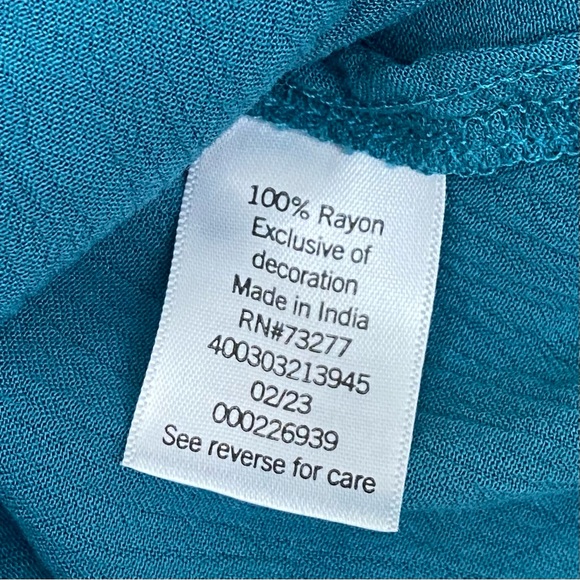 SO High Neck Crochet Trim Babydoll Teal Dress Women’s Plus Size 2X NWT $42 - Picture 12 of 14